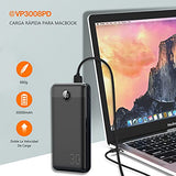 ▶ Powerbank 30000 mAh Carga Rápida Batería Externa Pila QC 3.0, 20W PD Cargador Portátil Batería Con Pantalla LED Indicador, TipoC Bidireccional Compatible Para Android iPhone Quick Charge 3.0, Banco de Energía 3 Salidas Con Cable Micro USB 20CM -Negr
