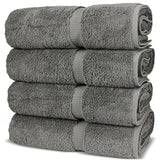 Juego de toallas turcas de calidad de hotel y spa, 100% algodón, muy absorbente (4 unidades, color gris)