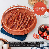 Charola para dorar Chef Pomodoro de cobre, fríe al aire en tu horno, juego de 2 piezas, bandeja para hornear (Redondo)