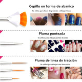 Kit de Accesorios Decoración Uñas, Kit de Diseño Arte de Uña con 15 Pinceles para Uñas, 5 de Lápiz de Punto, Uñas de Estrás, Copos de Hoja de Oro, 10 Cintas Adhesivas Uñas, Decoración Uñas Nail Art para Diseño Arte de Uña
