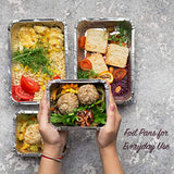 Sartenes de aluminio con tapas de plástico transparente (paquete de 50) sartenes de papel de aluminio de 0,5 kg – Contenedores de alimentos – 50 sartenes y 50 tapas – bandejas de papel de aluminio de 1 libra para sobras, llevar y llevar