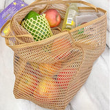 Bolso de playa de malla para mujer, bolso grande, bolso de hombro, plegable, bolsa de viaje, mochila casual, Mesh-Beach, L