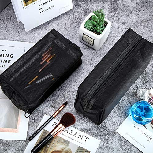 6 bolsas de malla para cosméticos, bolsas de maquillaje de malla, bolsa de malla con cremallera, bolsas de maquillaje portátiles para el hogar, oficina, accesorios de viaje (negro)