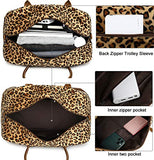 Bolsa de viaje para mujeres y mujeres con compartimento para zapatos y funda para equipaje, Marrón leopardo, M, Estampado de leopardo