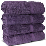 Juego de toallas turcas de calidad de hotel y spa, 100% algodón, muy absorbente (4 unidades, color morado)