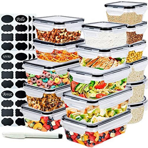 Juego de 16 recipientes herméticos para almacenamiento de alimentos, organización y almacenamiento de cocina, sin BPA, contenedor de plástico transparente con tapas, resistente a frio o calor.
