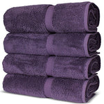 Juego de toallas turcas de calidad de hotel y spa, 100% algodón, muy absorbente (4 unidades, color morado)