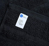 Paquete de 24 toallas de salón (16 x 26 pulgadas), 100% algodón hilado en anillo, ultra suaves y altamente absorbentes, toallas de mano de calidad de hotel y spa, para gimnasio, salón, spa y cuidado del hogar (negro)