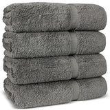 Juego de toallas turcas de calidad de hotel y spa, 100% algodón, muy absorbente (4 unidades, color gris)