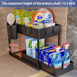 ▶ Organizador  y Almacenamiento bajo el Fregadero, Soporte Multiusos de 2 Nivel con un Estante Deslizante para Armario de Cocina Cuarto de Baño Encimeras -Negro