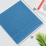 ▶ Toallas Juego de 4  (12 x 12 pulgadas), 100% algodón hilado en anillo, tacto suave y altamente absorbente, toallas esenciales para baño, baño, gimnasio, toalla facial y spa (azul eléctrico)