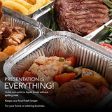 Sartenes de aluminio con tapas de plástico transparente (paquete de 50) sartenes de papel de aluminio de 0,5 kg – Contenedores de alimentos – 50 sartenes y 50 tapas – bandejas de papel de aluminio de 1 libra para sobras, llevar y llevar