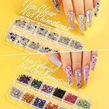 Manicura Decoración, Kit de Accesorios Decoración Uñas Nail Art, 38Pcs Suministros de Uñas con Juego, 15 Pinceles para Uñas, Lápiz de Punto, Uñas de Estrás, Copos de Hoja de Oro, para Diseños de Uñas en Casa