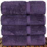 Juego de toallas turcas de calidad de hotel y spa, 100% algodón, muy absorbente (4 unidades, color morado)