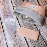 4 piezas en forma de barril bolsas de maquillaje, gran capacidad impermeable viaje portátil moda cordón bolsa de cosméticos
