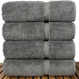 Juego de toallas turcas de calidad de hotel y spa, 100% algodón, muy absorbente (4 unidades, color gris)