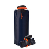 ▶ Botella de Agua Flexible - con mosquetón, 0.70 litros (23 onzas) - Paquete de 2 - Azul Noche