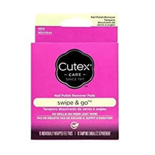 Cutex Care Swipe and Go Nail Polish Remover Pads, 10 Count